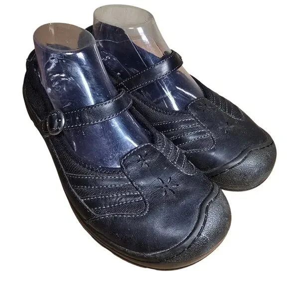Keen Black Leather Mary Jane Flats Sandals Womens US Size 10 EU 40.5 Activewear - Picture 1 of 8